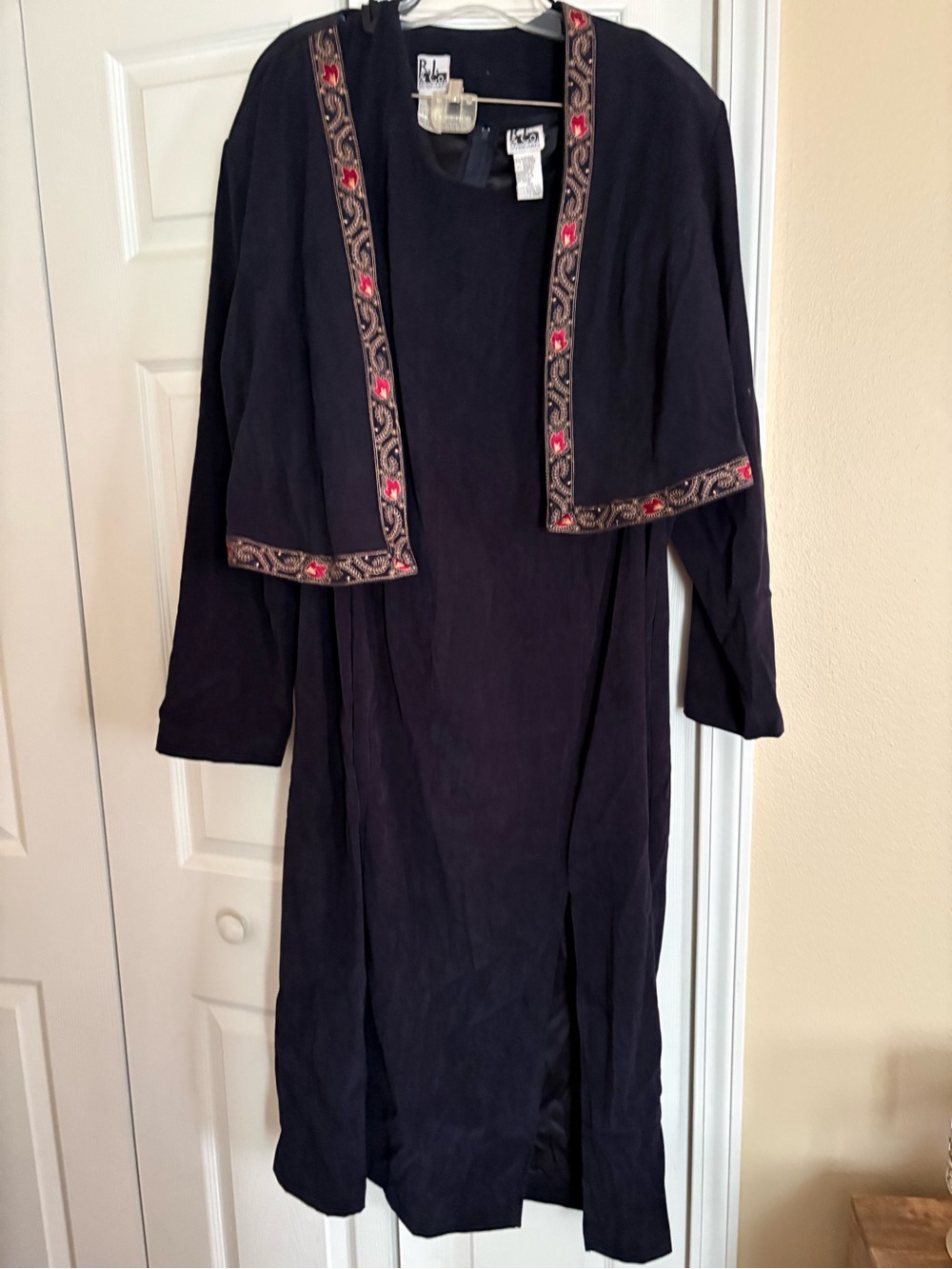 Black Embroidered Maxi Dress with Jacket